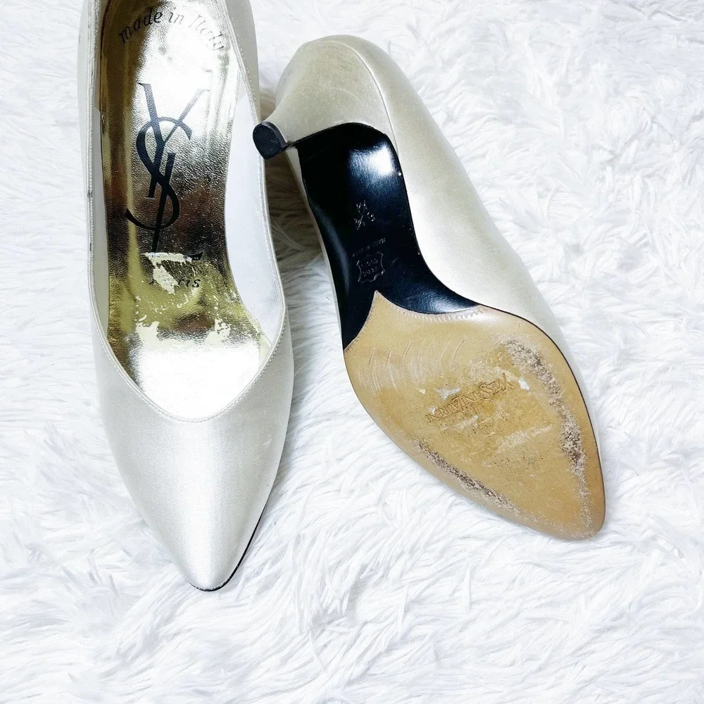 YSL Sleek VTG Silk Pointy Toe Heels SZ6.5 - Picture 5 of 8
